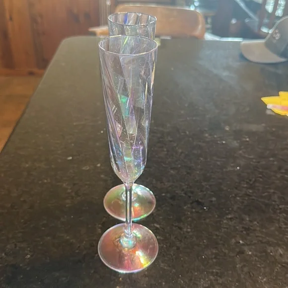 Rachel Zoe Iridescent Champagne Flutes Set - Picture 2 of 2